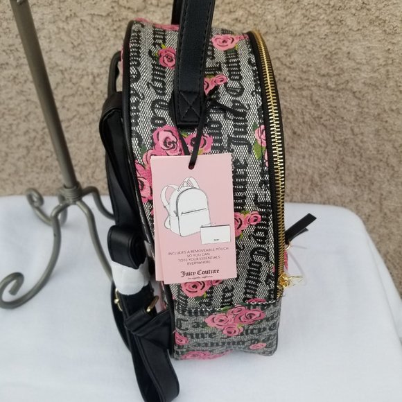 Juicy Couture Pink Bloom Black pull out pouch Backpack Brand New with tags main image 12